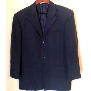 Veronelli Mens 4 Button Suit Jacket Blue Lined Notch Pockets 42R
